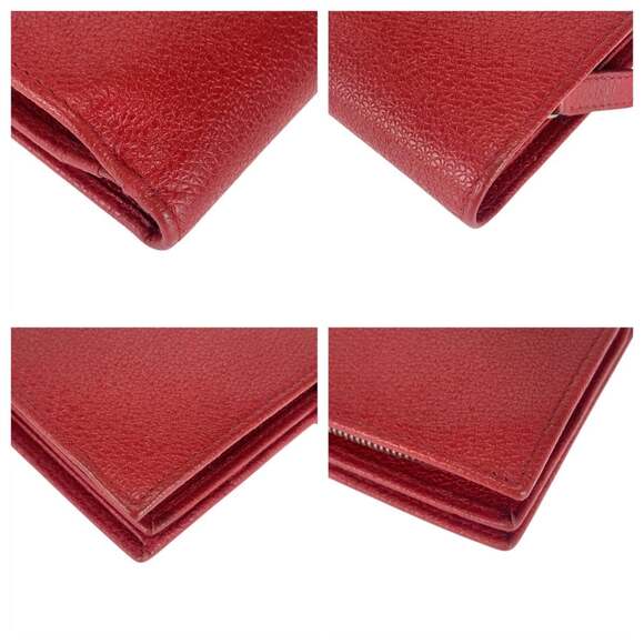 BVLGARI Colore Red Leather Long Wallet with Silver Hardware, Women's, 505931